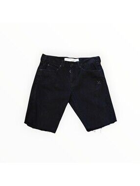 Off-White Virgil Abloh Made in Italy Black Denim Cut Off Shorts O-Ring Zip S